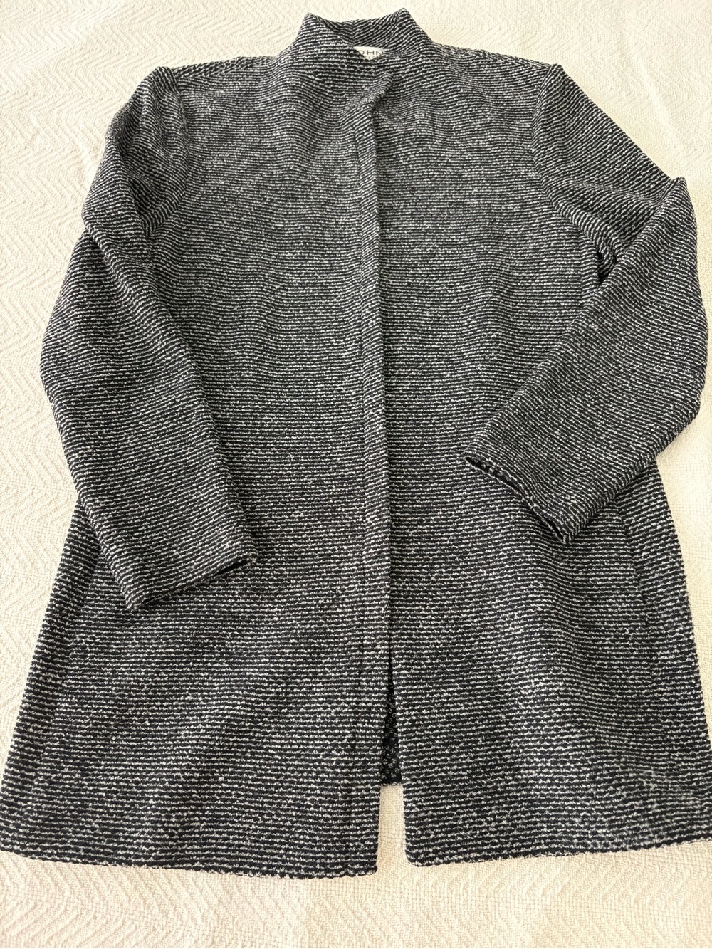 St. John Collection Black & White Knit Open-Front Coat